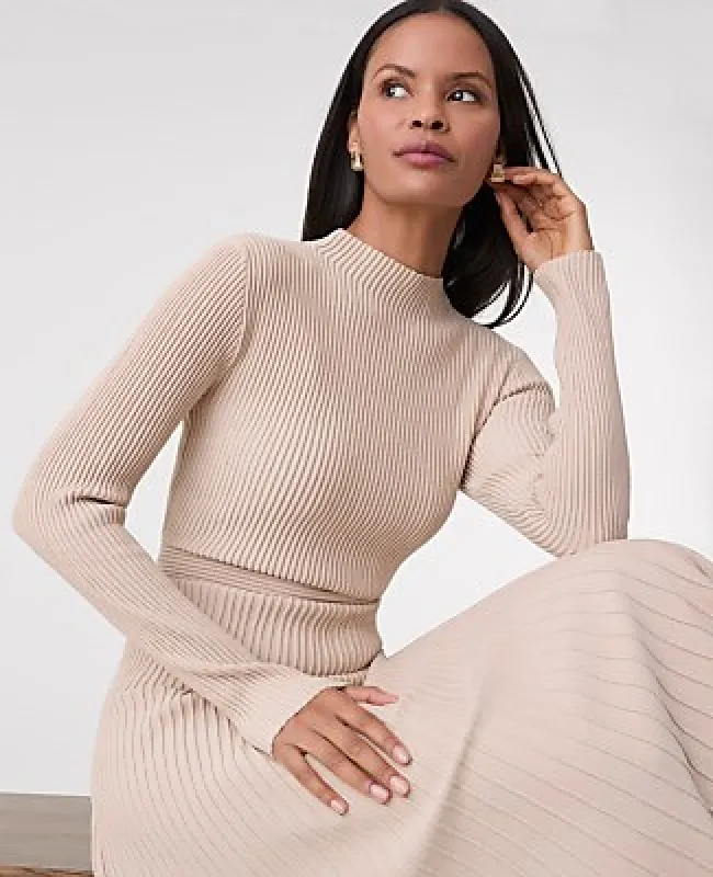 Ann Taylor Petite Ribbed Mock Neck Sweater Dress made by Ann Taylor