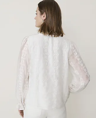Ann Taylor Petite Embroidered Blouson Sleeve Blouse sold by Ann Taylor product image thumbnail 2