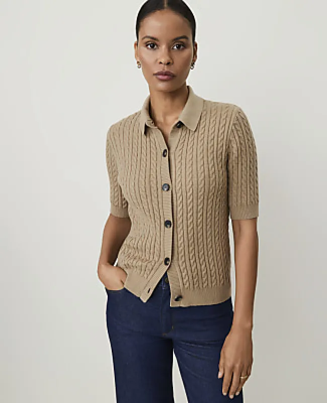 Ann Taylor Short Sleeve Cable Cardigan made by Ann Taylor