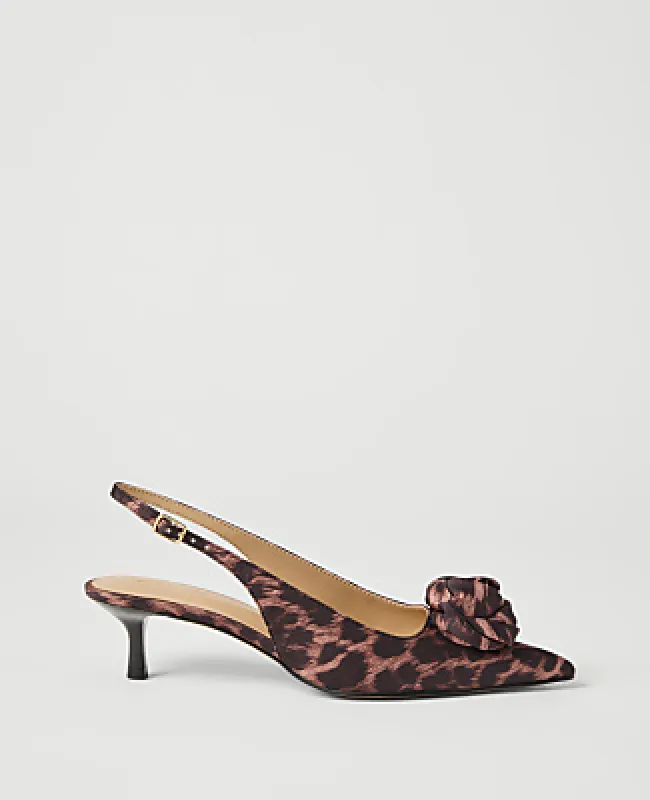 Ann Taylor Animal Print Rosette Slingback Pump made by Ann Taylor