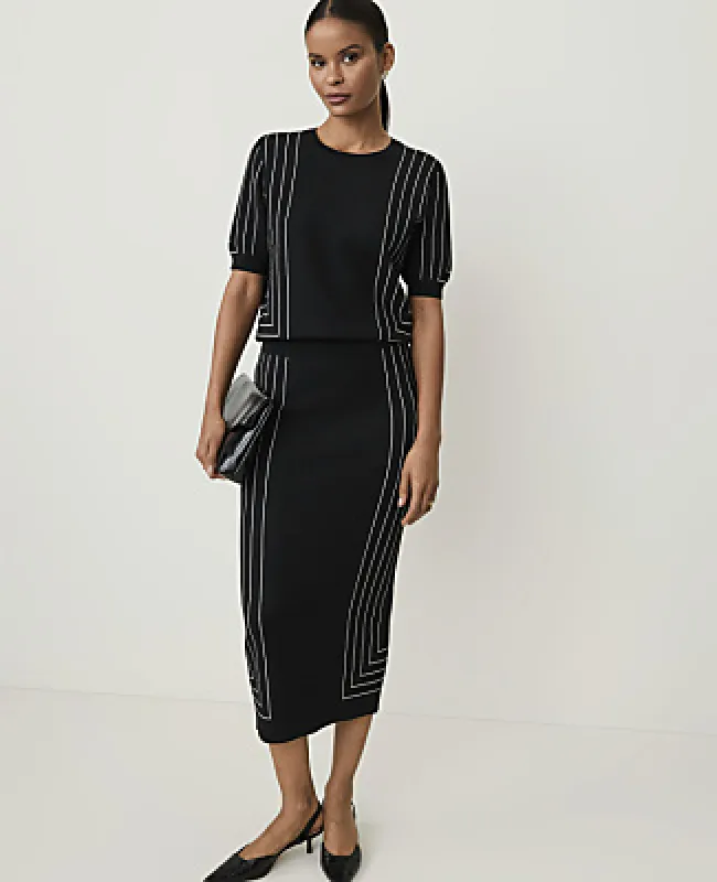 Ann Taylor Geo Jacquard Midi Sweater Skirt made by Ann Taylor