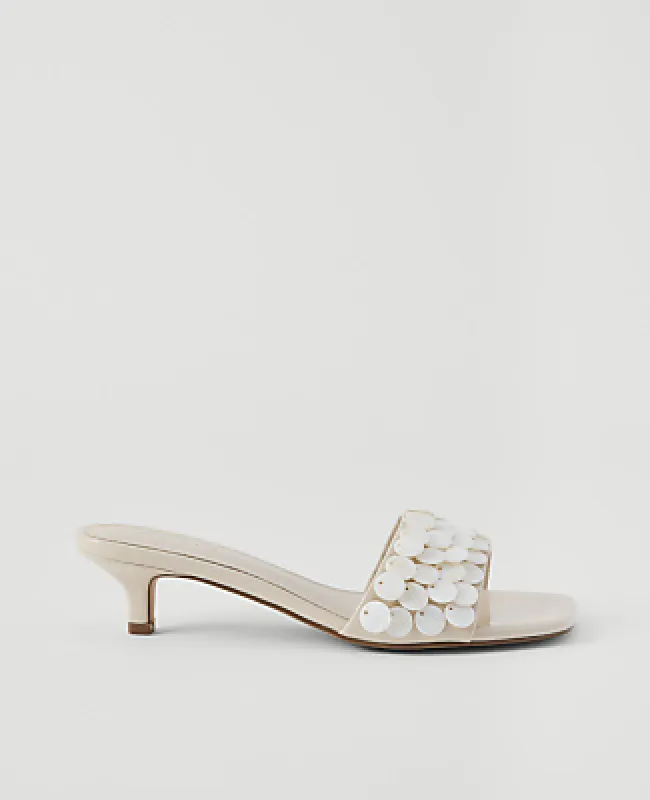Ann Taylor Patent Paillette Kitten Heel Sandal made by Ann Taylor