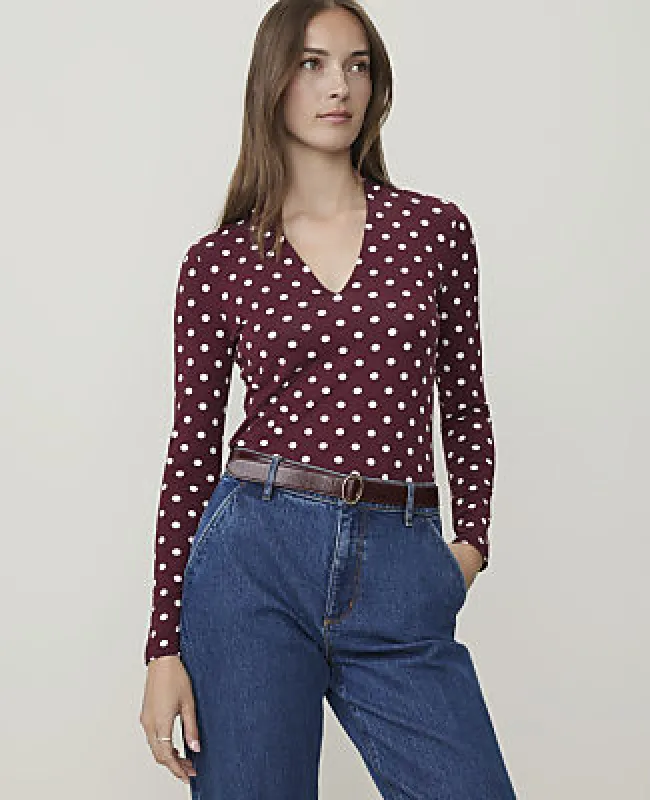 Ann Taylor Polka Dot V-Neck Top made by Ann Taylor