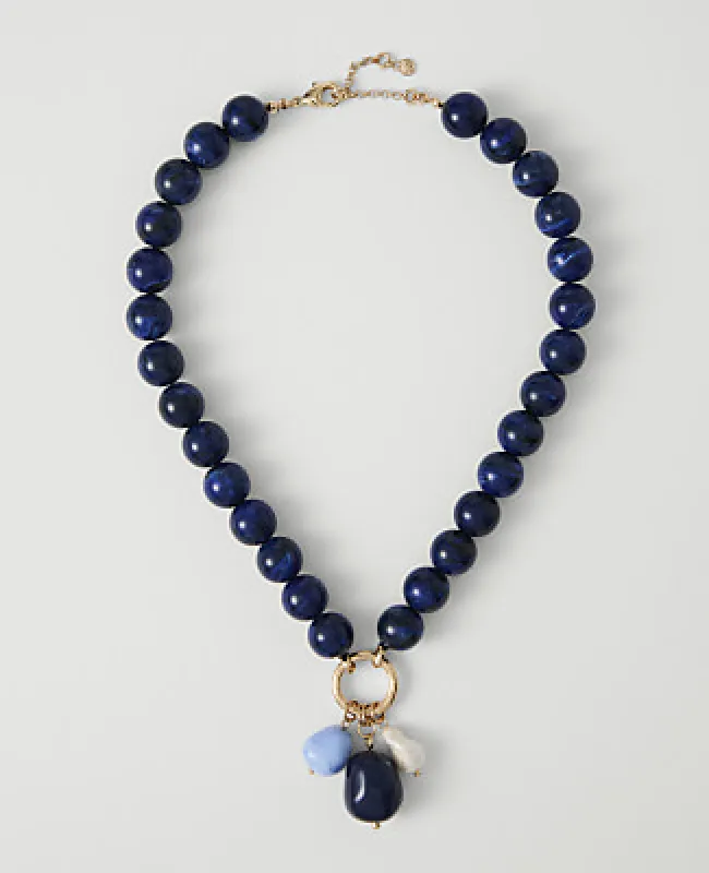 Ann Taylor Lapis Beaded Charm Necklace made by Ann Taylor