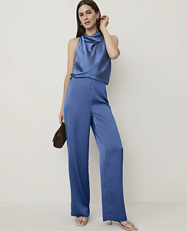 Ann Taylor The Side Zip Straight Pant in Satin made by Ann Taylor