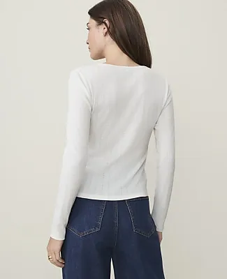 Ann Taylor Weekend Pointelle Henley Top sold by Ann Taylor product image thumbnail 2