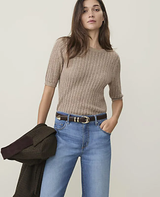 Ann Taylor Weekend Pointelle Trim Sweater made by Ann Taylor
