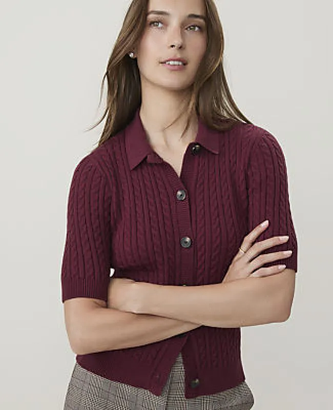 Ann Taylor Short Sleeve Cable Cardigan made by Ann Taylor