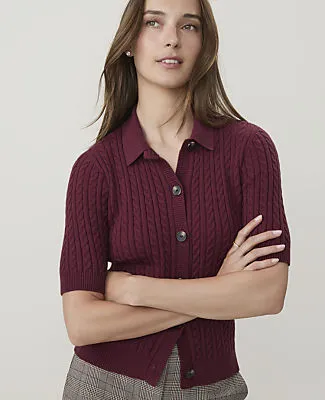 Ann Taylor Short Sleeve Cable Cardigan sold by Ann Taylor