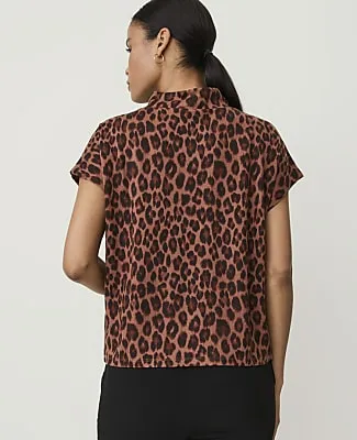 Ann Taylor Animal Print Button Mock Neck Top sold by Ann Taylor product image thumbnail 2