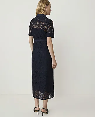 Ann Taylor Petite Belted Lace Midi Shirtdress sold by Ann Taylor product image thumbnail 2