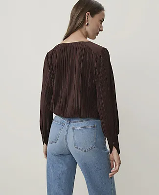 Ann Taylor Pleated V-Neck Blouse sold by Ann Taylor product image thumbnail 2