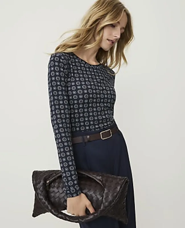 Ann Taylor Printed Crew Neck Top made by Ann Taylor