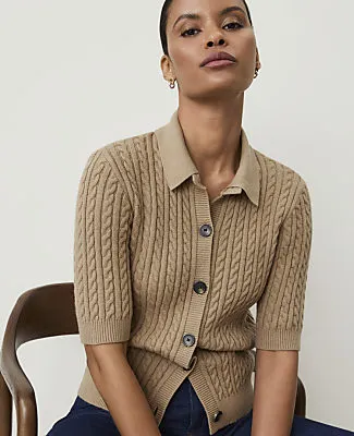 Ann Taylor Short Sleeve Cable Cardigan sold by Ann Taylor product image thumbnail 3