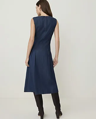 Ann Taylor Petite Seamed Denim Flare Midi Dress sold by Ann Taylor product image thumbnail 2