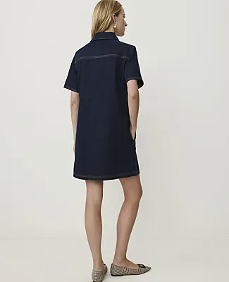 Ann Taylor Petite Weekend Denim Collared Mini Dress sold by Ann Taylor product image thumbnail 2