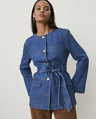 Ann Taylor Belted Denim Jacket sold by Ann Taylor
