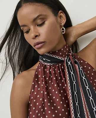 Ann Taylor Geo Print Sleeveless Tie Neck Blouse sold by Ann Taylor product image thumbnail 3