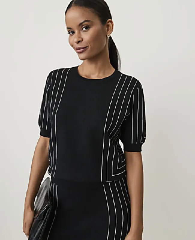 Ann Taylor Petite Geo Jacquard Sweater Tee made by Ann Taylor