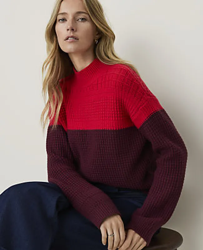 Ann Taylor Colorblock Mixed Stitch Sweater made by Ann Taylor