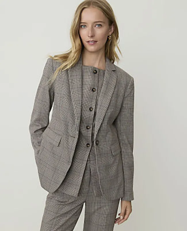 Ann Taylor The Petite Plaid Single Button Blazer made by Ann Taylor