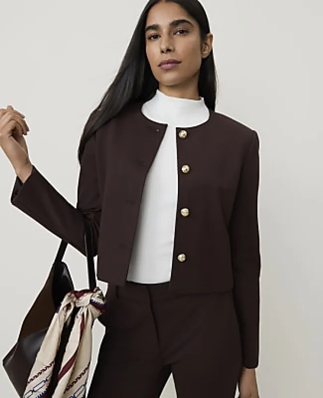 Ann Taylor The Petite Crew Neck Jacket in Ponte made by Ann Taylor