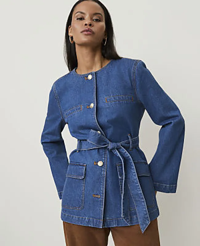 Ann Taylor Petite Belted Denim Jacket made by Ann Taylor
