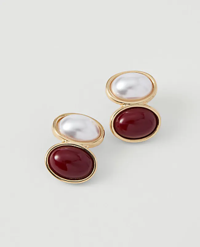 Ann Taylor Double Pearlized Stone Stud Earrings made by Ann Taylor