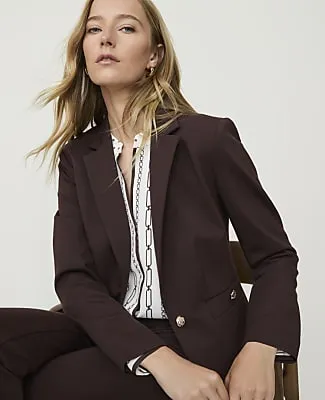 Ann Taylor The Petite Single Button Blazer in Ponte sold by Ann Taylor product image thumbnail 3