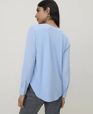 Ann Taylor Petite Mixed Media Pleat Front Top sold by Ann Taylor product image thumbnail 2