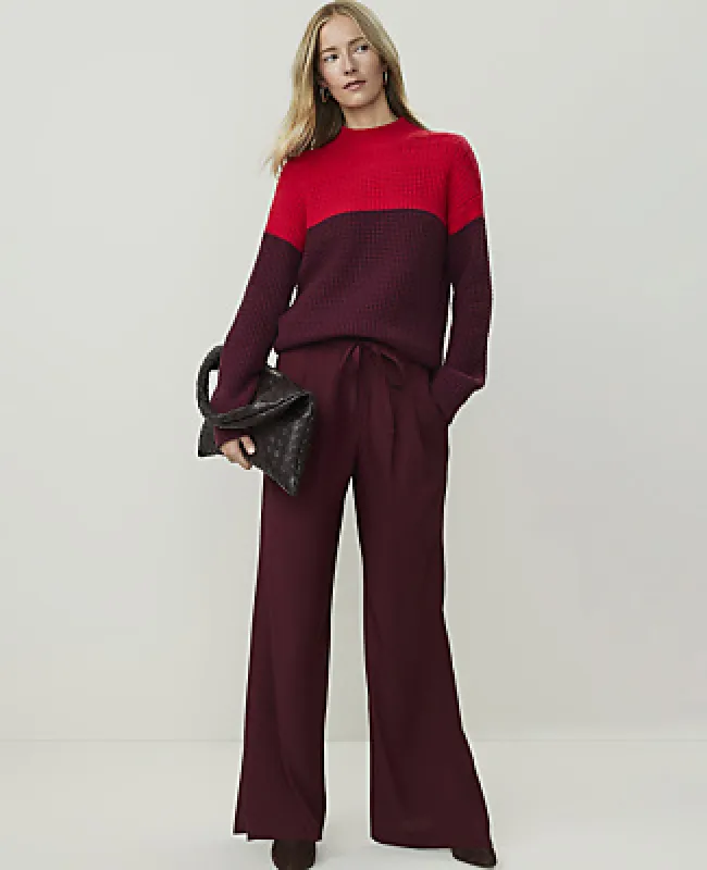 Ann Taylor The Petite Drawstring Wide-Leg Pant in Satin made by Ann Taylor