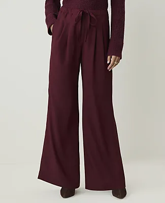 Ann Taylor The Petite Drawstring Wide-Leg Pant in Satin sold by Ann Taylor product image thumbnail 2