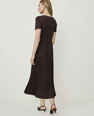 Ann Taylor Petite Belted Pleated Midi Dress sold by Ann Taylor product image thumbnail 2