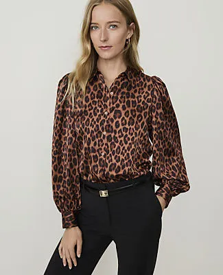 Ann Taylor Petite Animal Print Blouson Sleeve Shirt sold by Ann Taylor