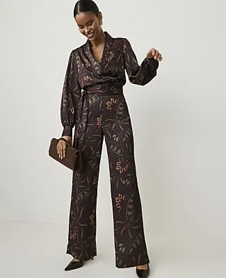 Ann Taylor The Paisley Side Zip Pant in Satin sold by Ann Taylor