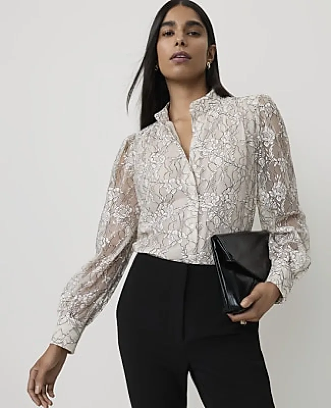 Ann Taylor Lace Shirred Blouse made by Ann Taylor