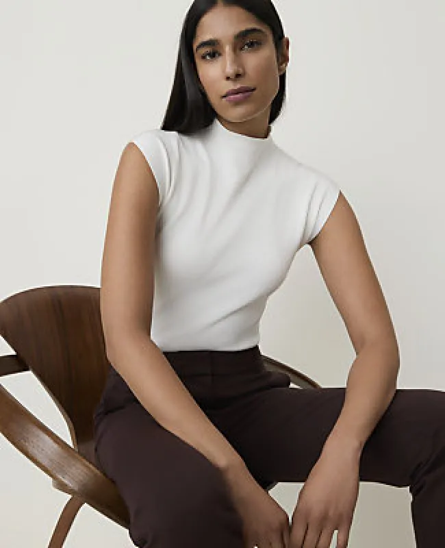 Ann Taylor Ribbed Mock Neck Shell Top made by Ann Taylor