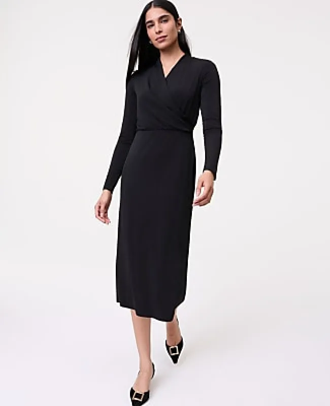 Ann Taylor Petite Draped Midi Sheath Dress made by Ann Taylor