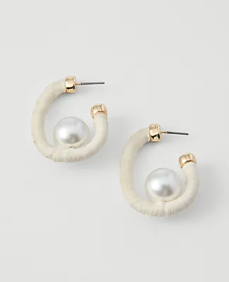 Ann Taylor Threaded Pearl Hoop Earrings sold by Ann Taylor