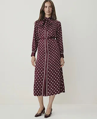 Ann Taylor Polka Dot Tie Neck Midi Dress sold by Ann Taylor