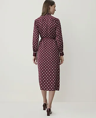 Ann Taylor Polka Dot Tie Neck Midi Dress sold by Ann Taylor product image thumbnail 2