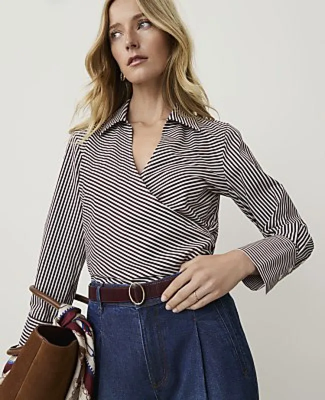 Ann Taylor Striped Wrap Blouse made by Ann Taylor
