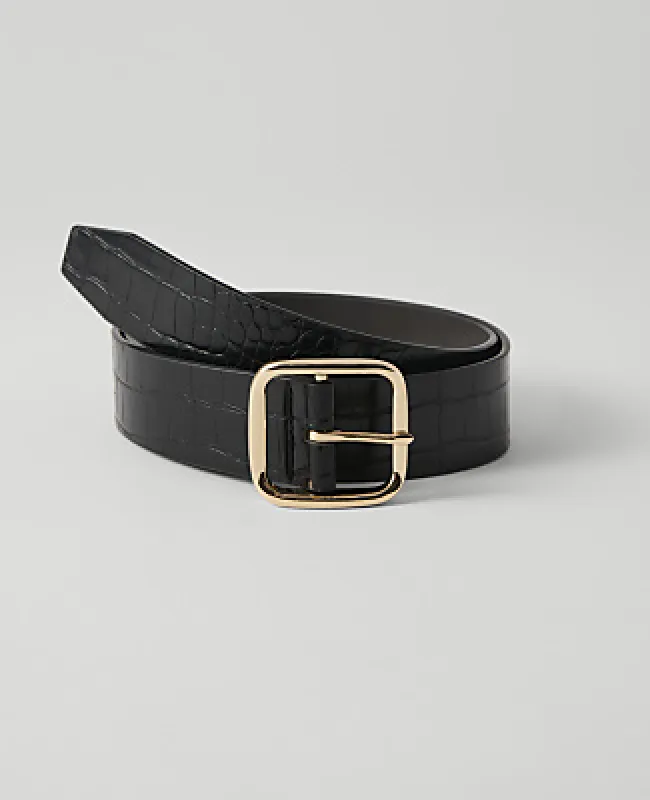 Ann Taylor Croco Square Buckle Belt made by Ann Taylor