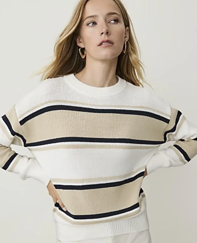 Ann Taylor Weekend Striped Crew Neck Sweater made by Ann Taylor