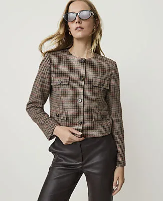 Ann Taylor The Petite Crew Neck Jacket in Houndstooth sold by Ann Taylor