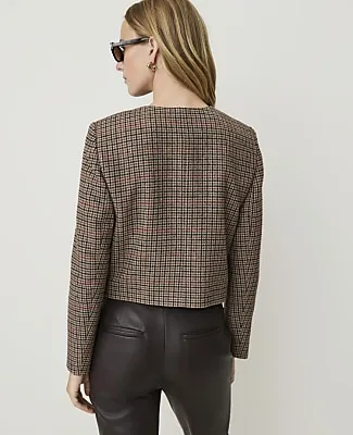 Ann Taylor The Petite Crew Neck Jacket in Houndstooth sold by Ann Taylor product image thumbnail 2