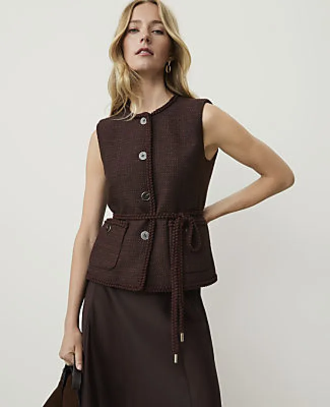 Ann Taylor Petite Belted Vest in Tweed made by Ann Taylor