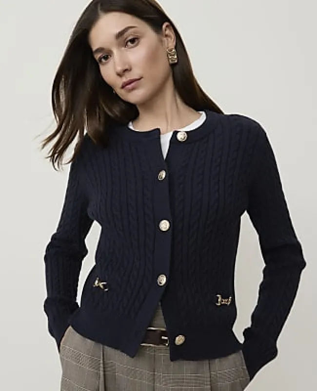Ann Taylor Horsebit Cable Cardigan made by Ann Taylor