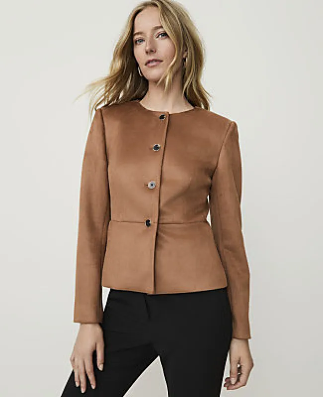 Ann Taylor Faux Suede Peplum Jacket made by Ann Taylor