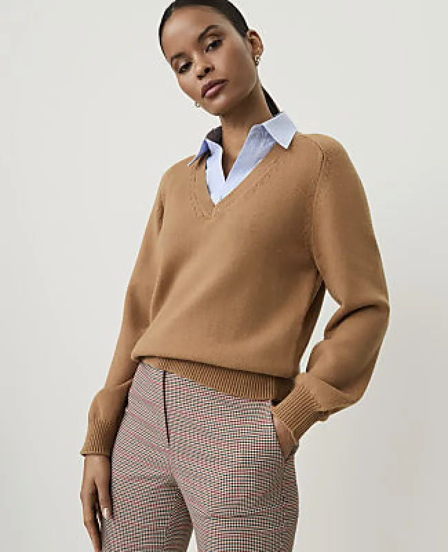 Ann Taylor Petite Collared Mixed Media Sweater made by Ann Taylor
